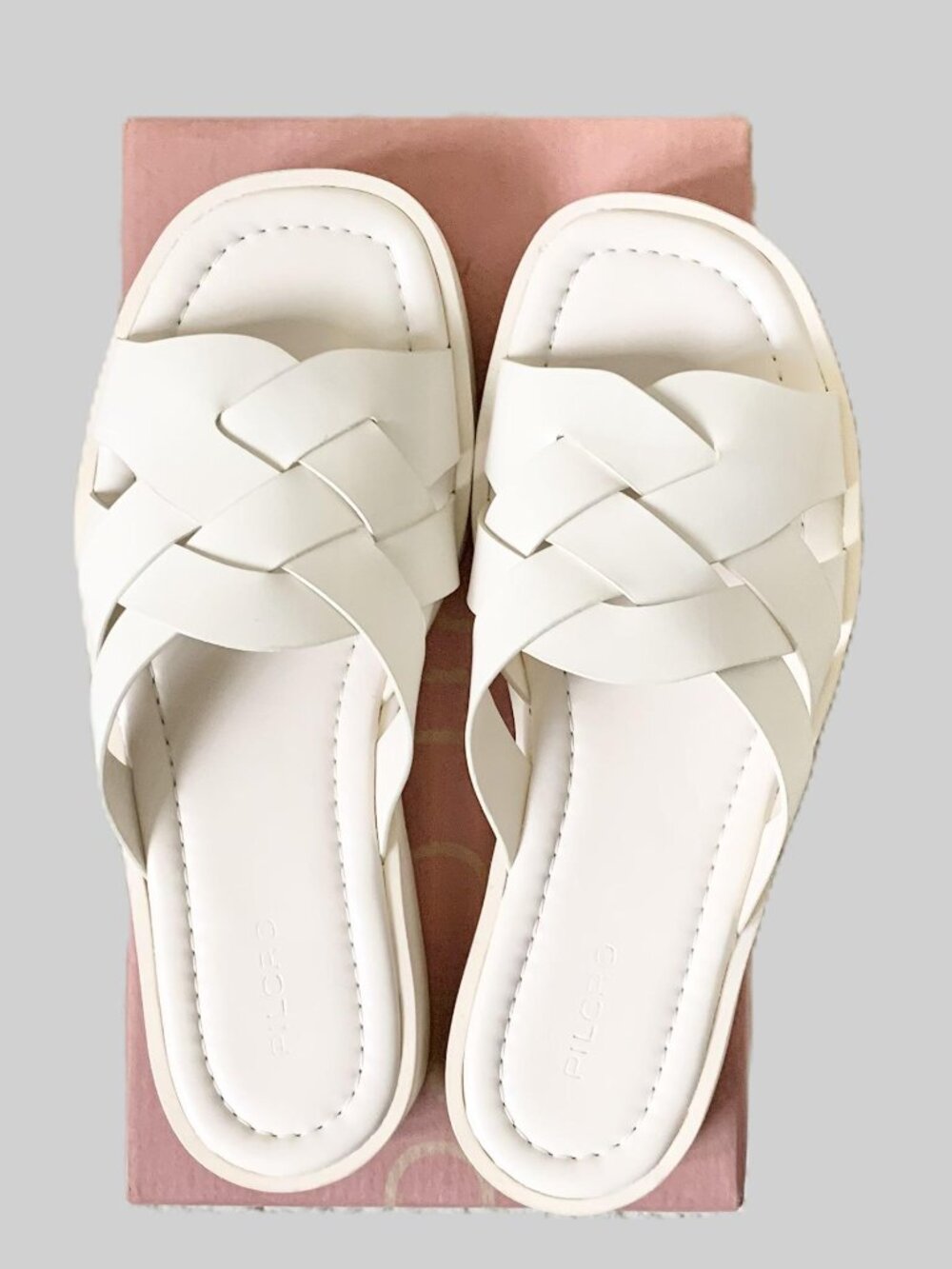 Anthropologie Pilcro Leather Woven Slide Sandals, Cream, Size 39/8.5, NIB - Picture 5 of 15